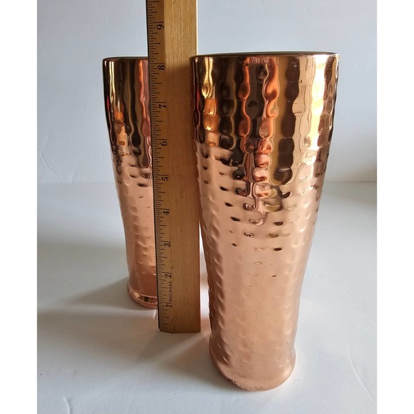 Hammered COPPER Beer Tall Skinny Tumbler set of 3 - Picture 3 of 7